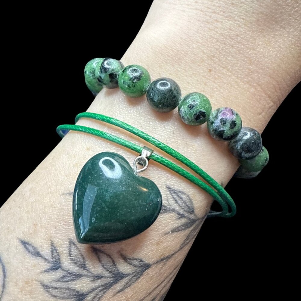 Bracelet green moss agate necklace bundle jewelry set fashion accessories ruby